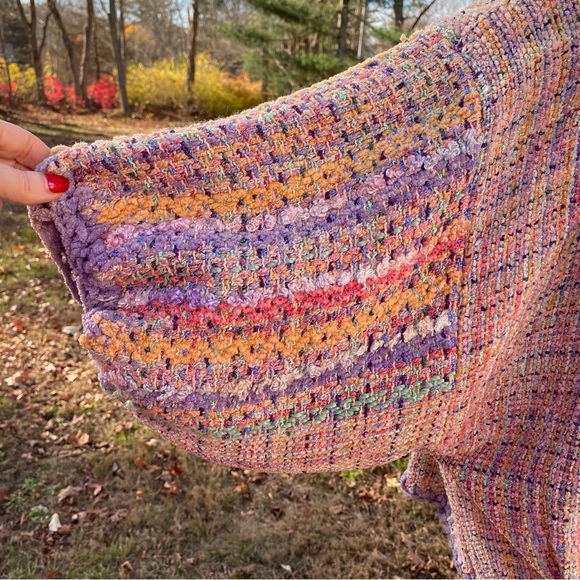 NANCY LEE KAUFMAN HANDMADE CARDIGAN SWEATER JACKET BUTTON OOAK MULTICOLOR S fit - Picture 7 of 12